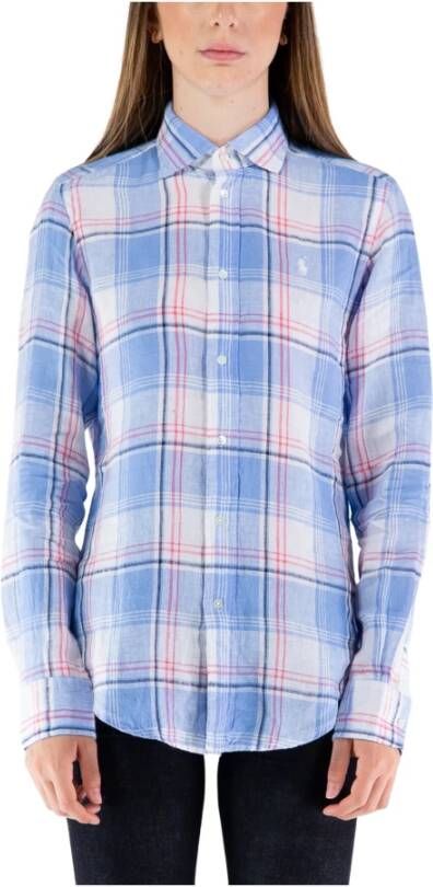 POLO Ralph Lauren geruite blouse EST GEORGIA lichtblauw