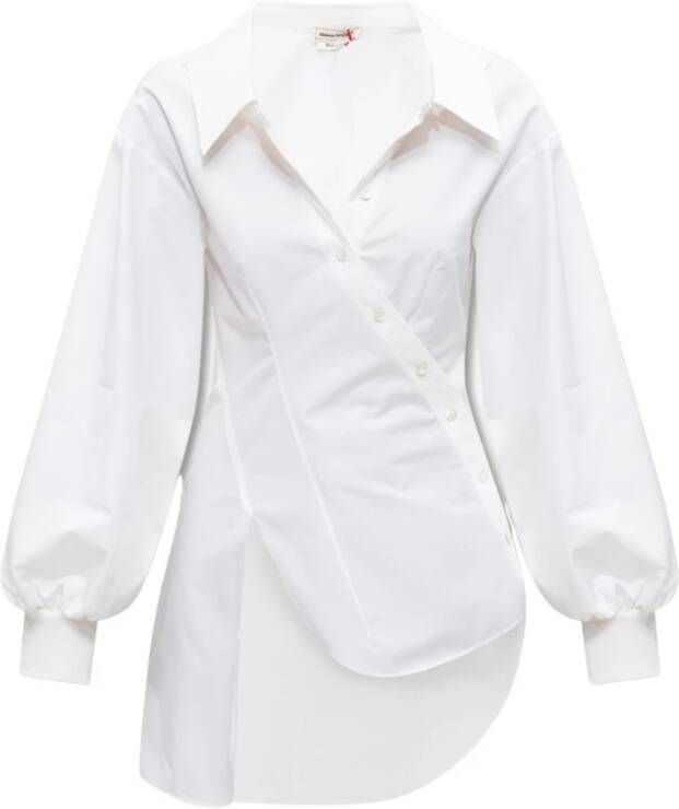 alexander mcqueen Shirt met asymmetrische bevestiging , Wit, Dames