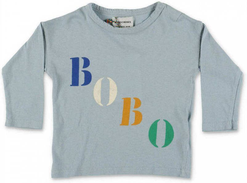 Bobo Choses t shirt celeste in cotone organico|Light blue organic cotton t shirt , Grijs, Unisex