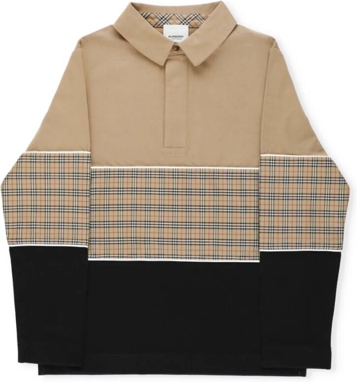 Burberry Gerry long sleeved polo shirt , Beige, Heren