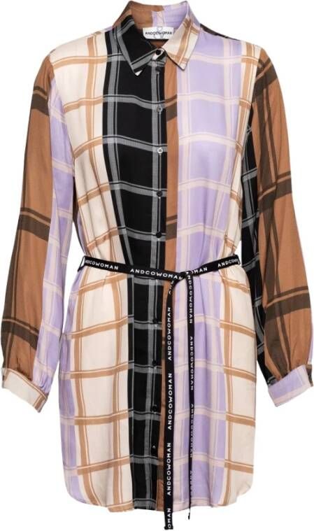&Co Woman Aien check v , Bruin, Dames