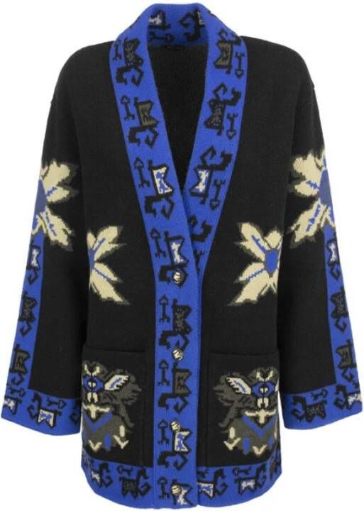 ETRO Jacquard gebreide jas met geometrische patronen , Zwart, Dames