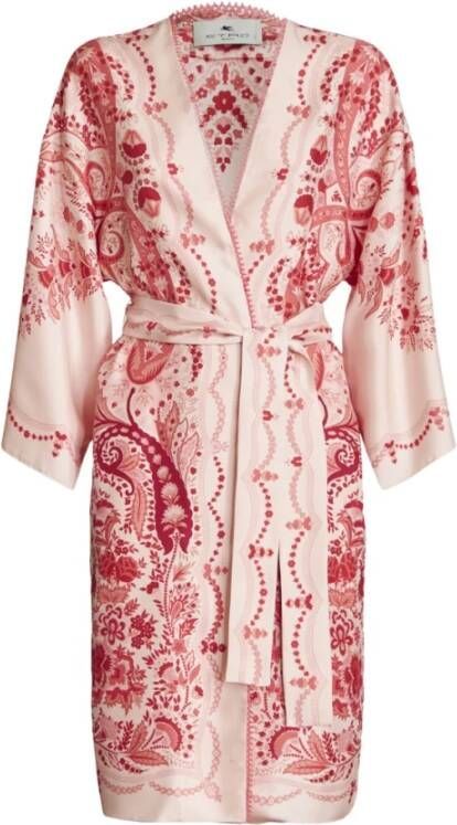ETRO Silk Duster Coat With Botanical Motifs 12019 9674 - Size S, Color Multicolor , Rood, Dames