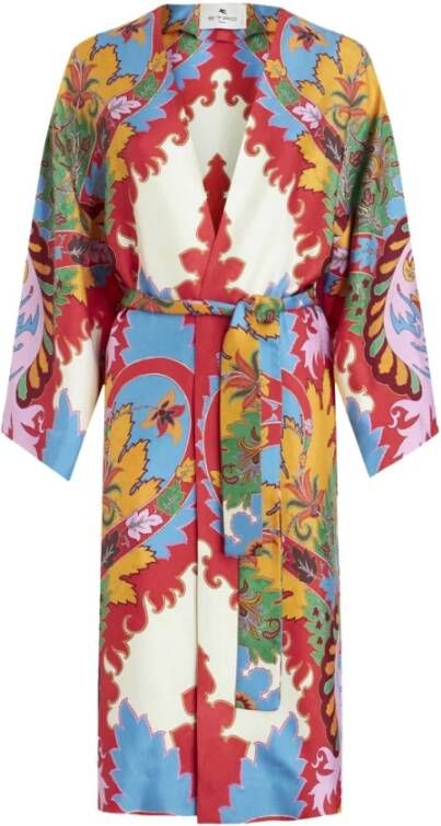 ETRO Silk Duster Coat With Botanical Patterns 12109 9673 - Size M, Color Multicolor , Rood, Dames