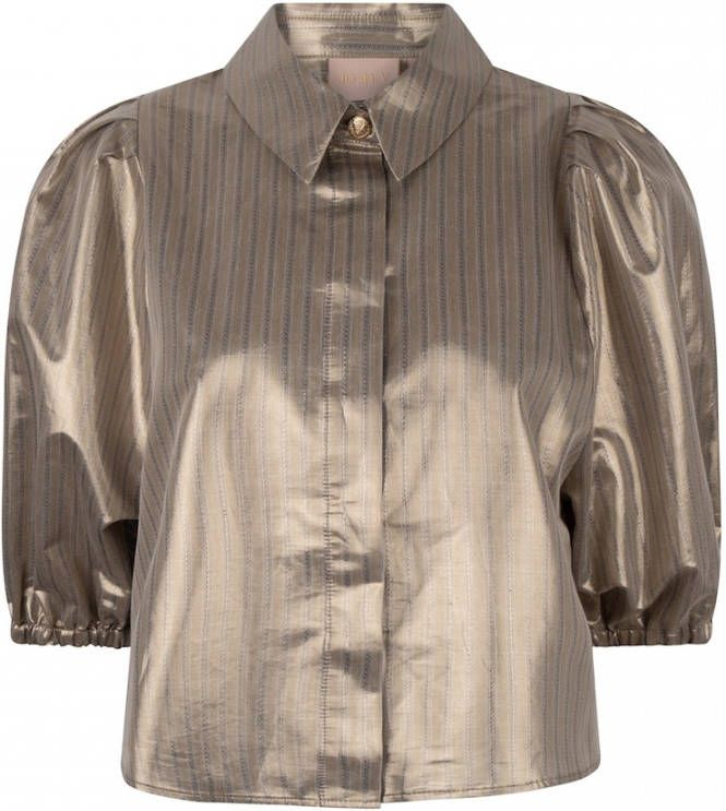 JOSH V Manon blouse in biologisch katoenblend met glanzende finish