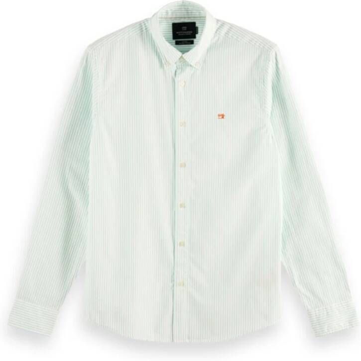 Scotch & Soda gestreept regular fit overhemd van biologisch katoen mintgroen/wit