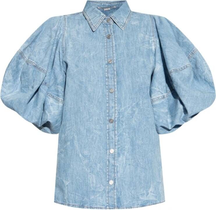 Stella Mccartney Shirt met puff mouwen , Blauw, Dames