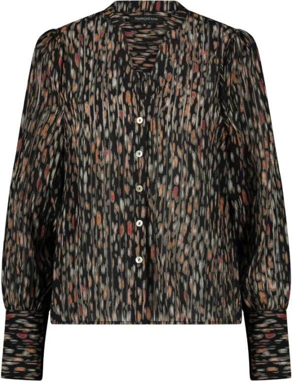 Tramontana blouse brander vlekken D07 06 301/9998 , Zwart, Dames