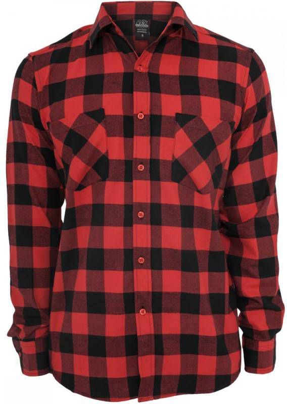 Urban Classics geruit flanellen slim fit overhemd rood