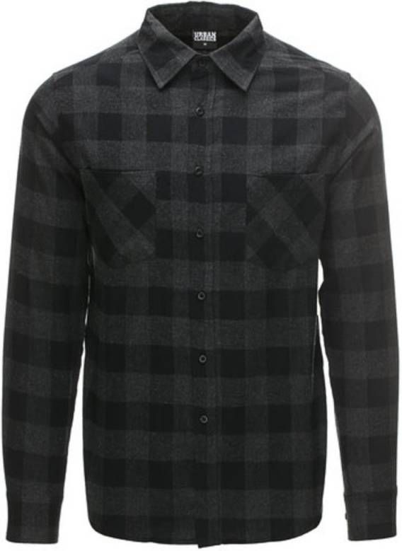Urban Classics geruit flanellen slim fit overhemd grijs