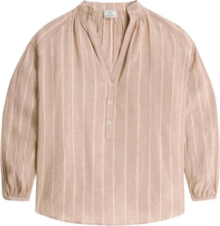 Woolrich Beige vloeibare streep blouse , Beige, Dames online kopen