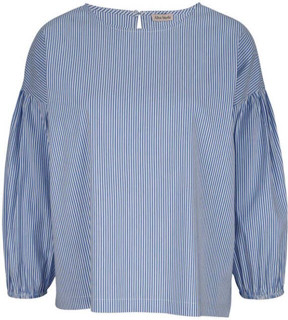 alba moda Blouse met ballonmouwen Lichtblauw/Wit