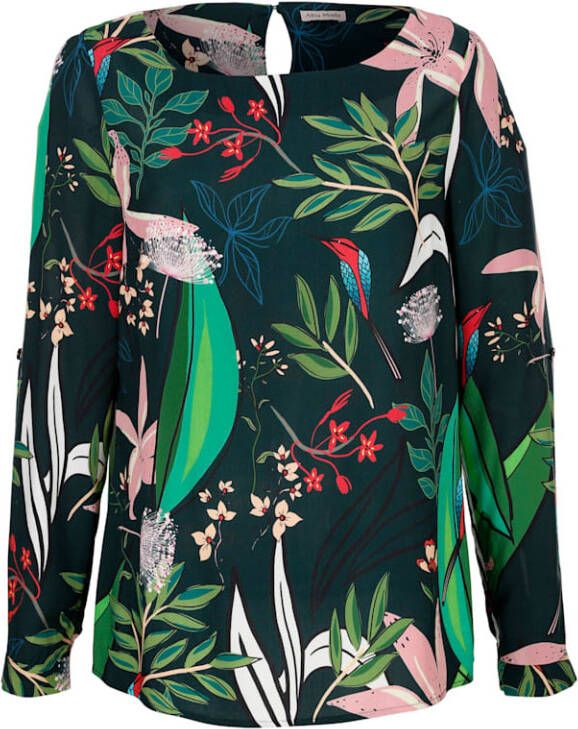 alba moda Blouse met bloemendessin Groen/Koraal