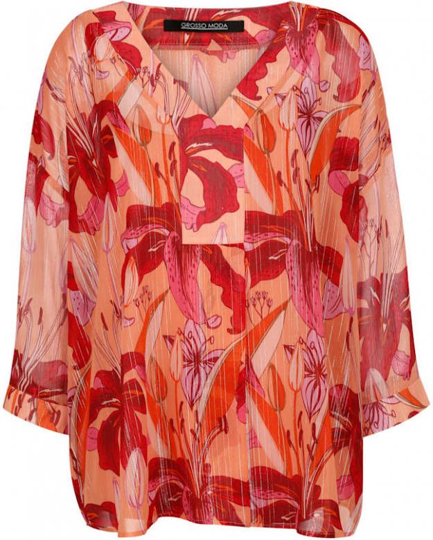 alba moda Blouse met goudkleurig effectgaren Oranje/Rood