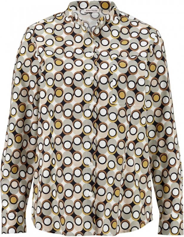 alba moda Blouse met grafische print Salie/Marine/Wit