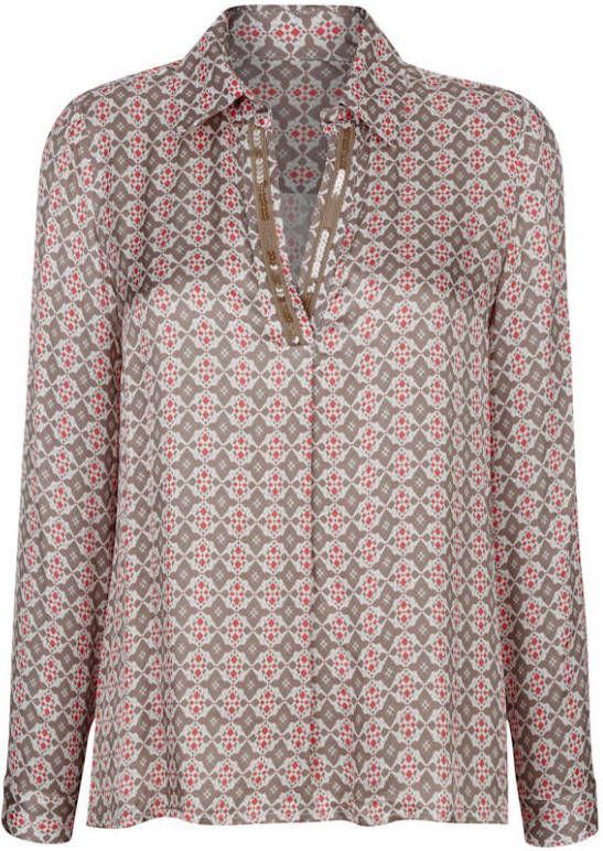 alba moda Blouse met pailletten Taupe/Koraal