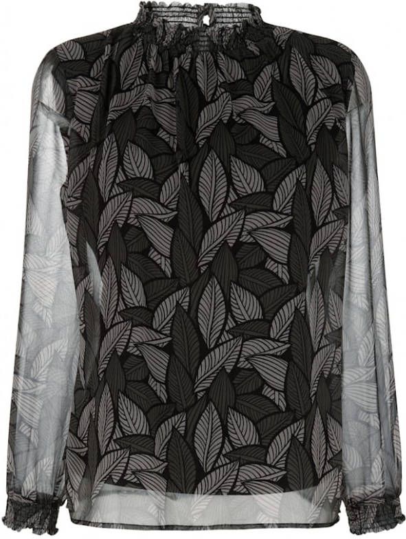 alba moda Blouse met ruches aan de hals Groen/Zwart/Rood