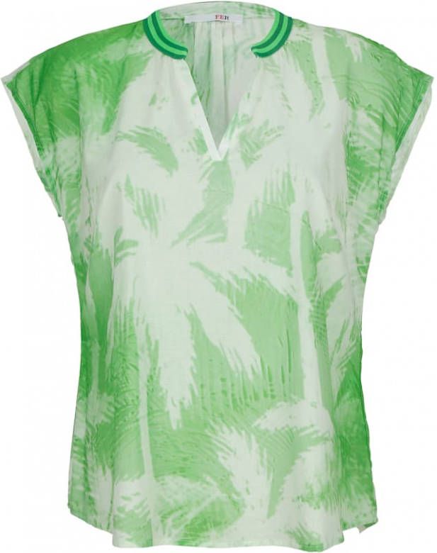 alba moda Blouse met zomers dessin Wit/Groen