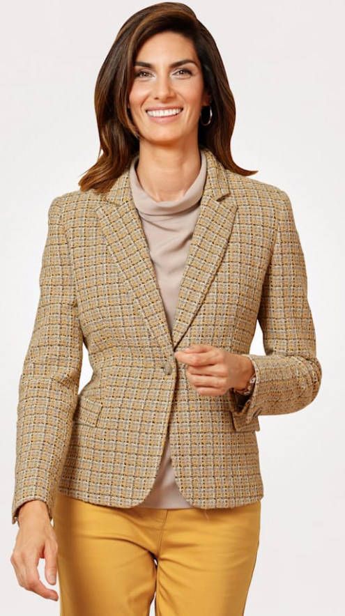 MONA Blazer van geweven bouclé Geel/Taupe/Grijs