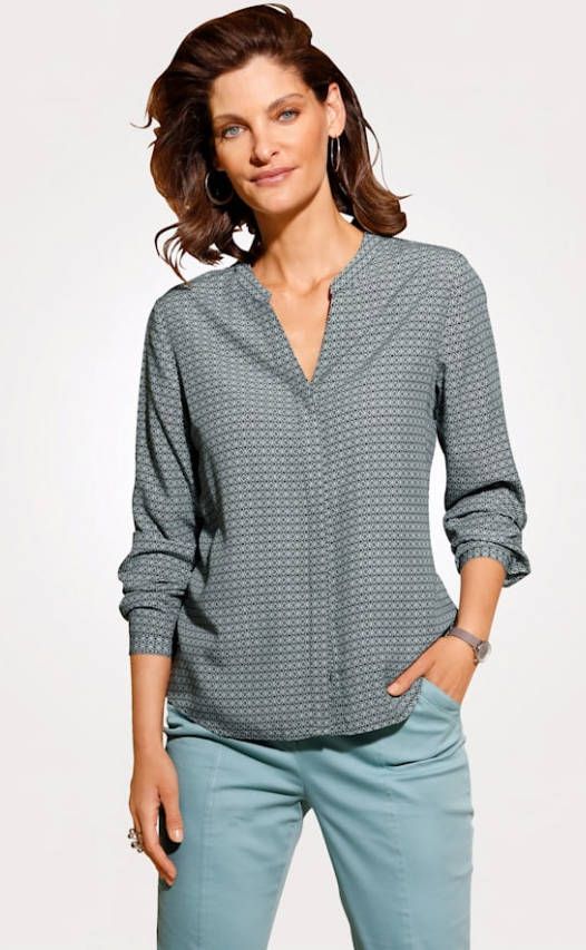 MONA Blouse met grafische print Turquoise/Marine