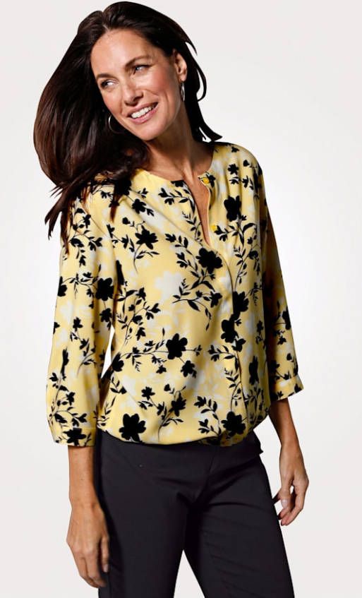 MONA Blouse met print Vanille/Marine