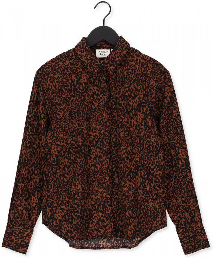 Another Label blouse Vanderdise met all over print bruin/zwart