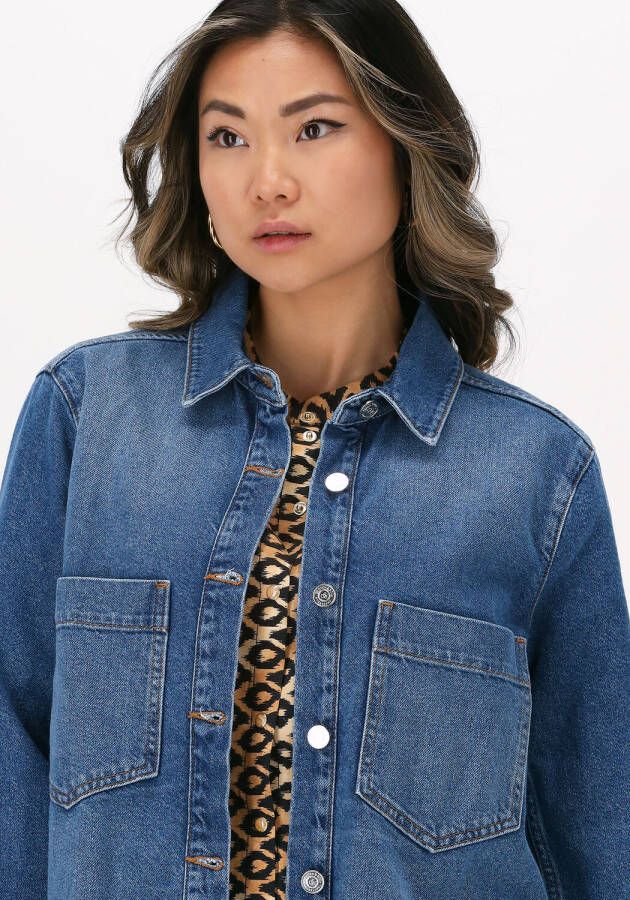 Scotch & Soda Blauwe Blouse Denim Shirt With Fringe Detail