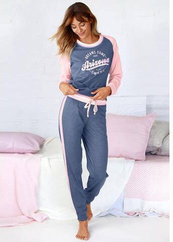 Arizona Pyjama in college look met folieprint(2 delig, 1 stuk )