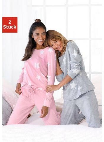 Arizona Pyjama in een gemêleerde look met sterretjes(4 delig, Set van 2 )