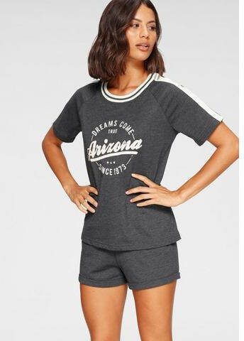 Arizona Shortama in college look met folieprint(2 delig, 1 stuk )