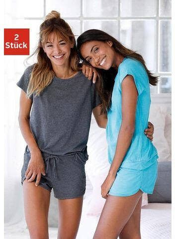 Arizona Shortama in een gemêleerde look met sterretjes(4 delig, Set van 2 )