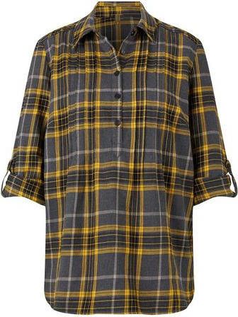 Geruite blouse in curry geruit van heine