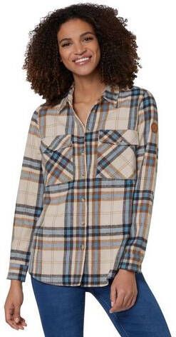 Flanellen blouse in mediumblauw/ivoor geruit van heine