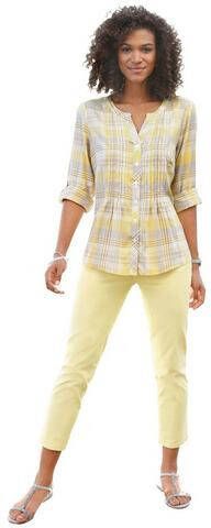 Geruite blouse in geel/grijs geruit van heine