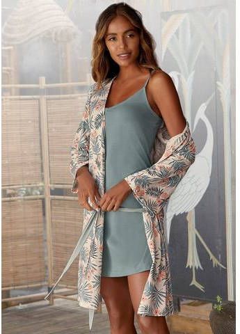 Lascana Kimono in uni en print all over