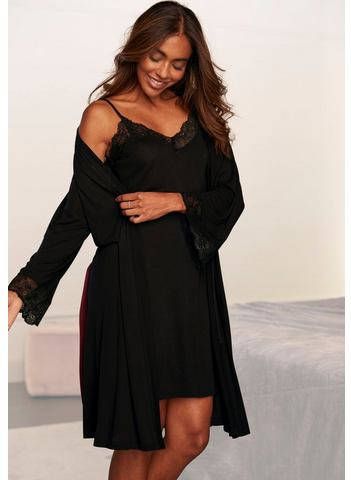 Lascana Kimono met kanten inzetten