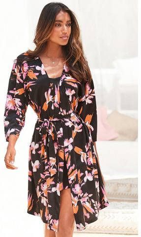 s.Oliver RED LABEL Beachwear Kimono met bloemdessin