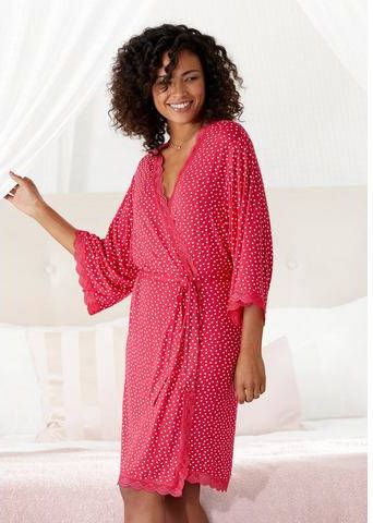 s.Oliver RED LABEL Beachwear Kimono met hartjesprint en kant