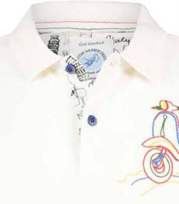 a fish named fred korte mouw poloshirt wit opdruk