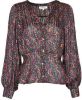 Morgan semi transparante peplum blouse met paisleyprint en plooien zwart online kopen