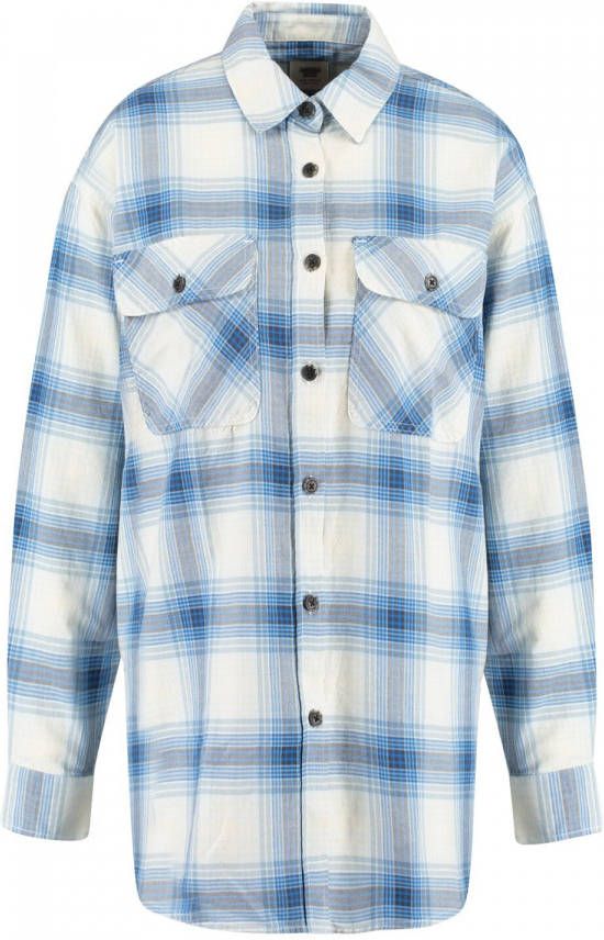 America Today geruite blouse van biologisch katoen wit/blauw