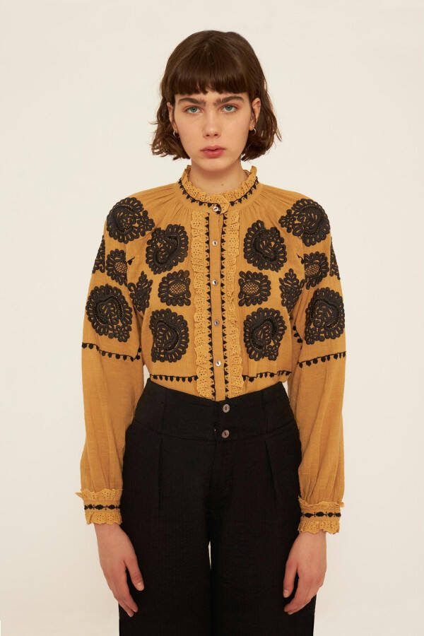 Antik Batik Camel Blouse Tobby Blouse