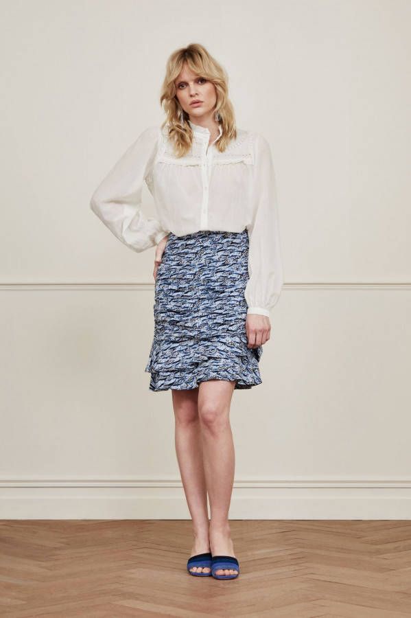 Fabienne Chapot semi transparante blouse Tootsie met borduursels gebroken wit