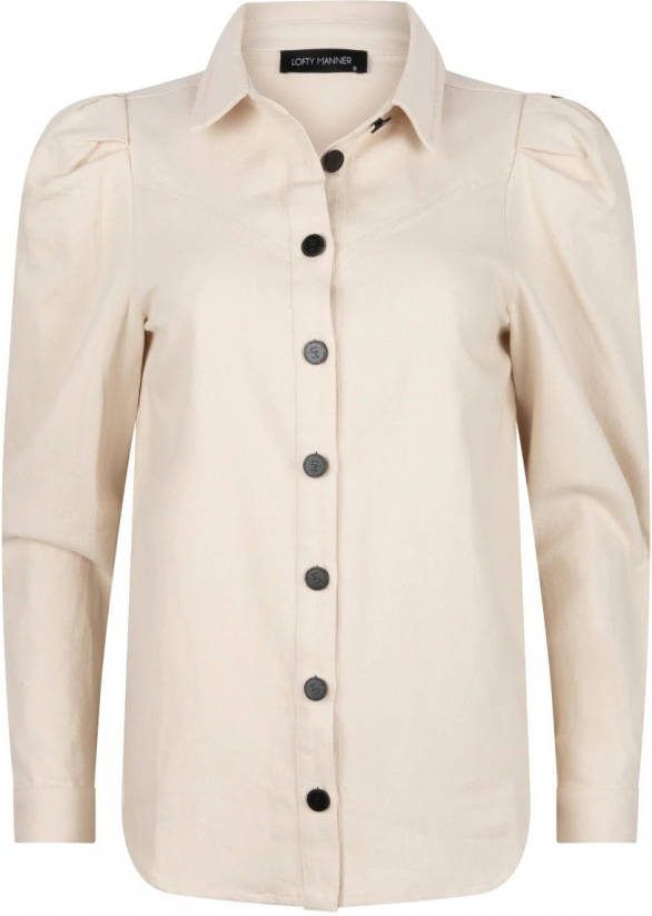 Lofty Manner blouse Jaylee met pofmouwen beige