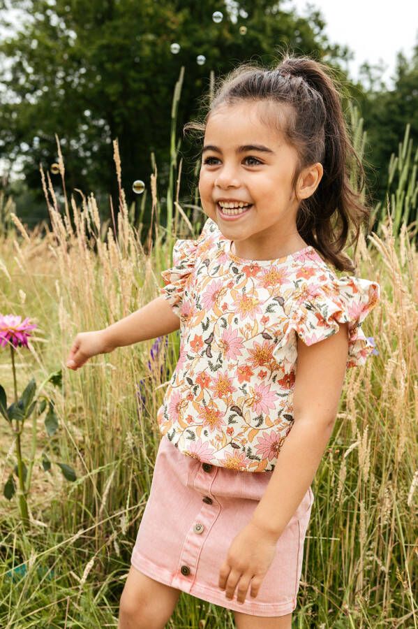 LOOXS ! Meisjes Blouse Korte Mouw -- All Over Print Polyester/elasthan