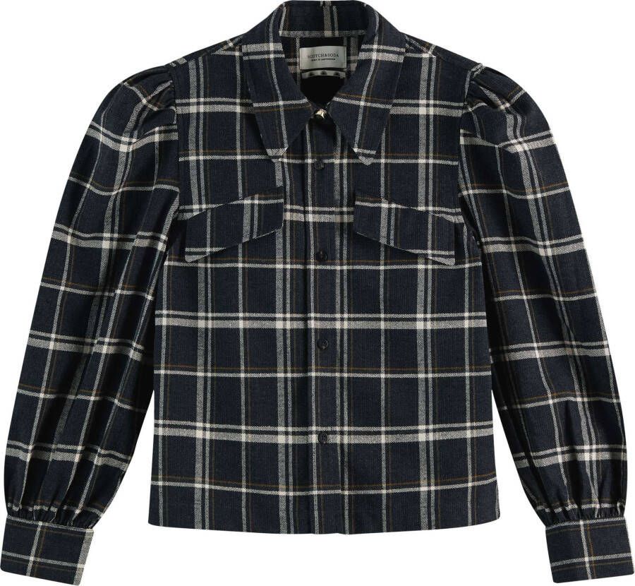 Scotch & Soda Geruite blouse van geborsteld biologisch katoen