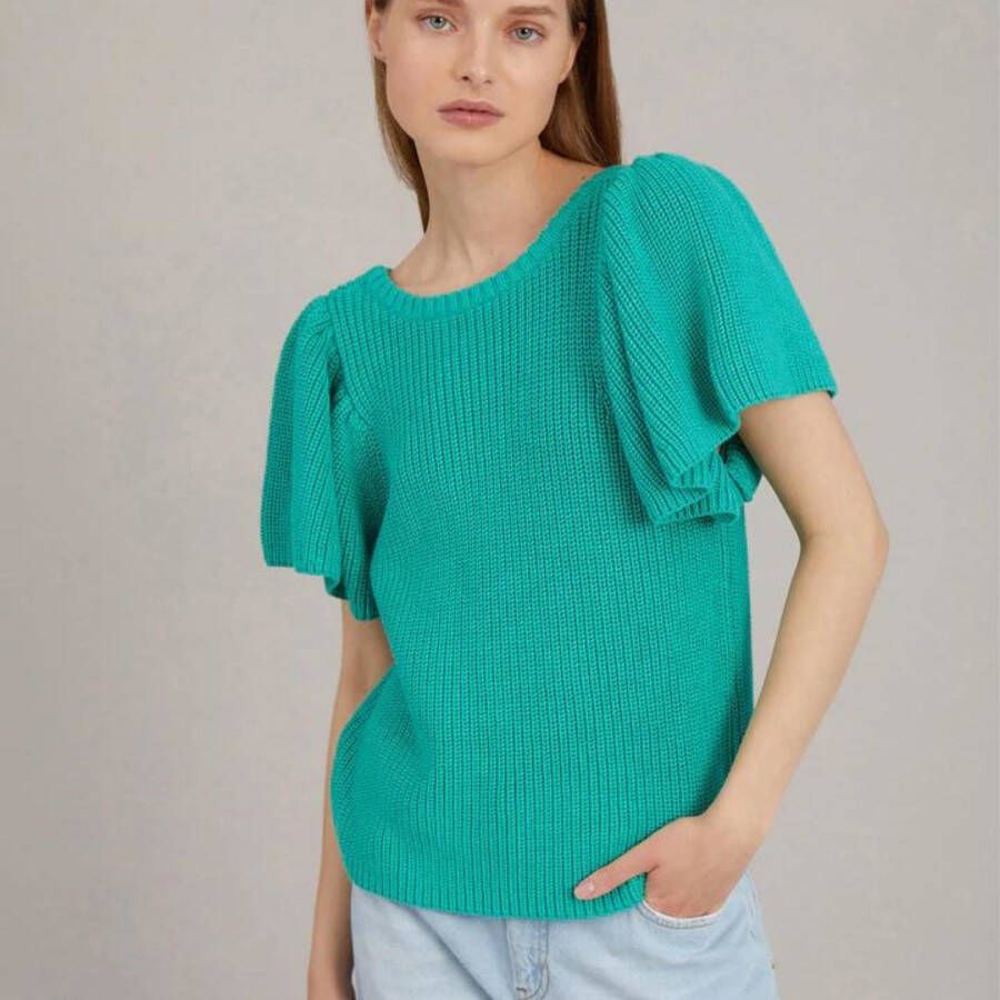 MUNTHE Vivid grofgebreide top met vlindermouw