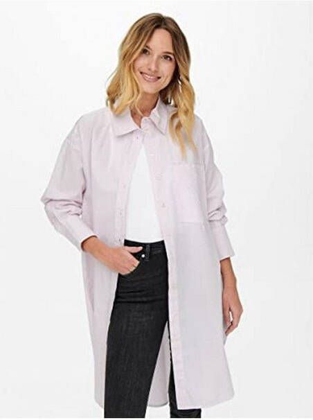 ONLY gestreepte blouse ONLMATHILDE lichtblauw/wit