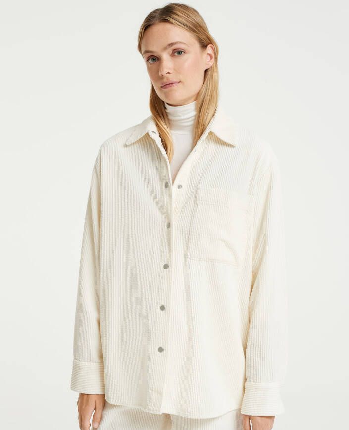 Opus Flevana Corduroy Blouse Soft Cream Dames