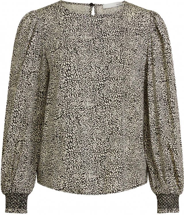 Oui Blouse all over print , Grijs, Dames